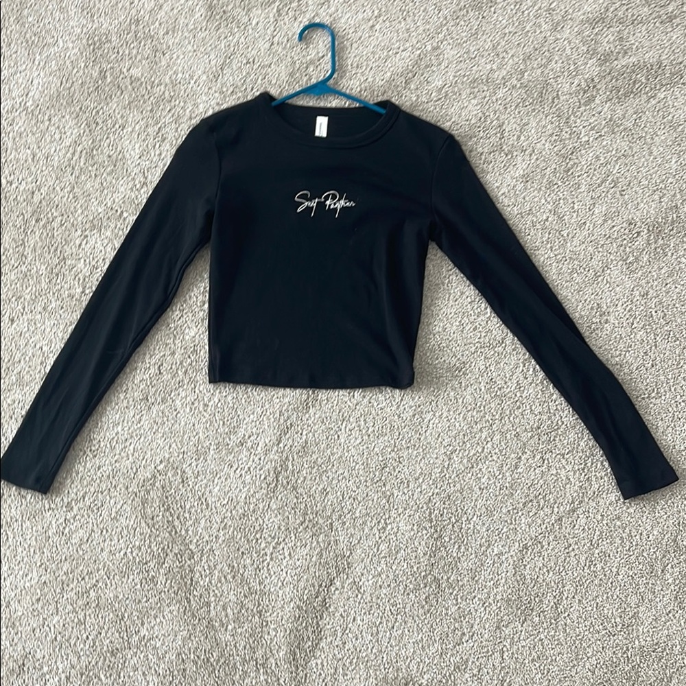 Black Long Sleeve Women's Crop Top Sext Panther xs